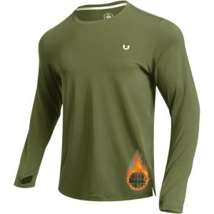 imageNORTHYARD Mens Athletic Shirt Thermal Shirts Fleece Lined Long Sleeve TShirts Crewneck Workout Running SportsArmy Green