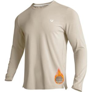 imageNORTHYARD Mens Athletic Shirt Thermal Shirts Fleece Lined Long Sleeve TShirts Crewneck Workout Running SportsLight Khaki