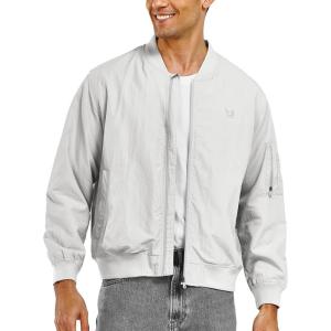 imageNORTHYARD Mens Bomber Jacket Lightweight Casual Windbreaker Zip Up Fashion Windproof Coat Spring FallLightgrey