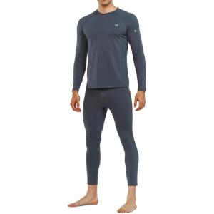 imageNORTHYARD Thermal Underwear for Men Long Johns Fleece Lined Base Layer Set for Winter Top Bottom with PocketsCool Grey