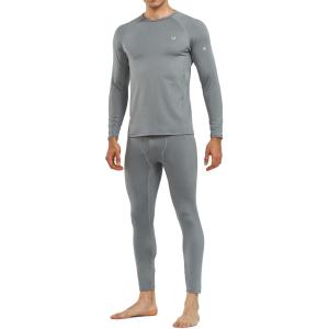 imageNORTHYARD Thermal Underwear for Men Long Johns Fleece Lined Base Layer Set for Winter Top Bottom with PocketsLight Grey