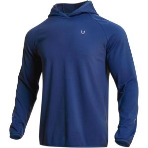 imageNORTHYARD Mens Athletic Hoodie Shirts Lightweight Fleece Pullover Long Sleeve Workout Thermal Hooded Sweatshirts Gym CasualSeablue