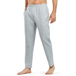 imageNORTHYARD Mens Yoga Casual Sweatpants Cotton Athletic Lounge Pants Open Bottom Loose Exercise Straight Leg Pant with PocketsLightheather