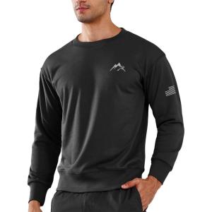 imageNORTHYARD Mens Crewneck Sweatshirt Long Sleeve Cotton Shirts Athletic Casual Workout Sport Gym Running SweatshirtsBlack