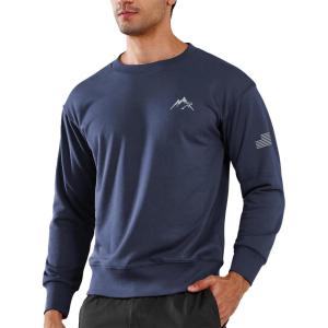 imageNORTHYARD Mens Crewneck Sweatshirt Long Sleeve Cotton Shirts Athletic Casual Workout Sport Gym Running SweatshirtsNavy