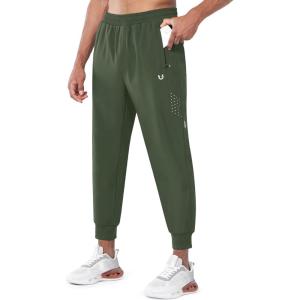 imageNORTHYARD Mens Fleece Lined Joggers Athletic Warm Sweatpants Workout Running Pants Winter Active Track with Zipper PocketsArmygreen
