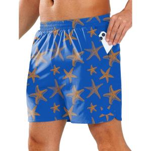 imageNORTHYARD Mens Swim Trunks 5quot Beach Swim Shorts Quick Dry Bathing Suit with Mesh Liner PackableBlue Starfish