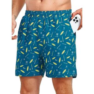 imageNORTHYARD Mens Swim Trunks 5quot Beach Swim Shorts Quick Dry Bathing Suit with Mesh Liner PackableBlue Surfboard