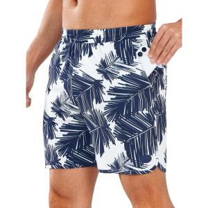 imageNORTHYARD Mens Swim Trunks 5quot Beach Swim Shorts Quick Dry Bathing Suit with Mesh Liner PackableNavy Palm Tree