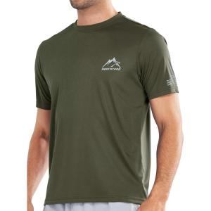 imageNORTHYARD Mens Sun Protection Shirt Short Sleeve Swim SPF TShirt Quick Dry Workout Athletic Running Hiking Rash GuardArmygreen