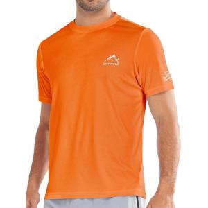 imageNORTHYARD Mens Sun Protection Shirt Short Sleeve Swim SPF TShirt Quick Dry Workout Athletic Running Hiking Rash GuardOrange
