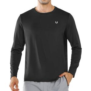 imageNORTHYARD Mens Running Athletic Shirts Long Sleeve Quick Dry Workout Gym Shirt Lightweight UPF 50 Fishing Hiking Rash GuardBlack