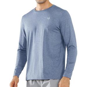 imageNORTHYARD Mens Running Athletic Shirts Long Sleeve Quick Dry Workout Gym Shirt Lightweight UPF 50 Fishing Hiking Rash GuardBlueheather