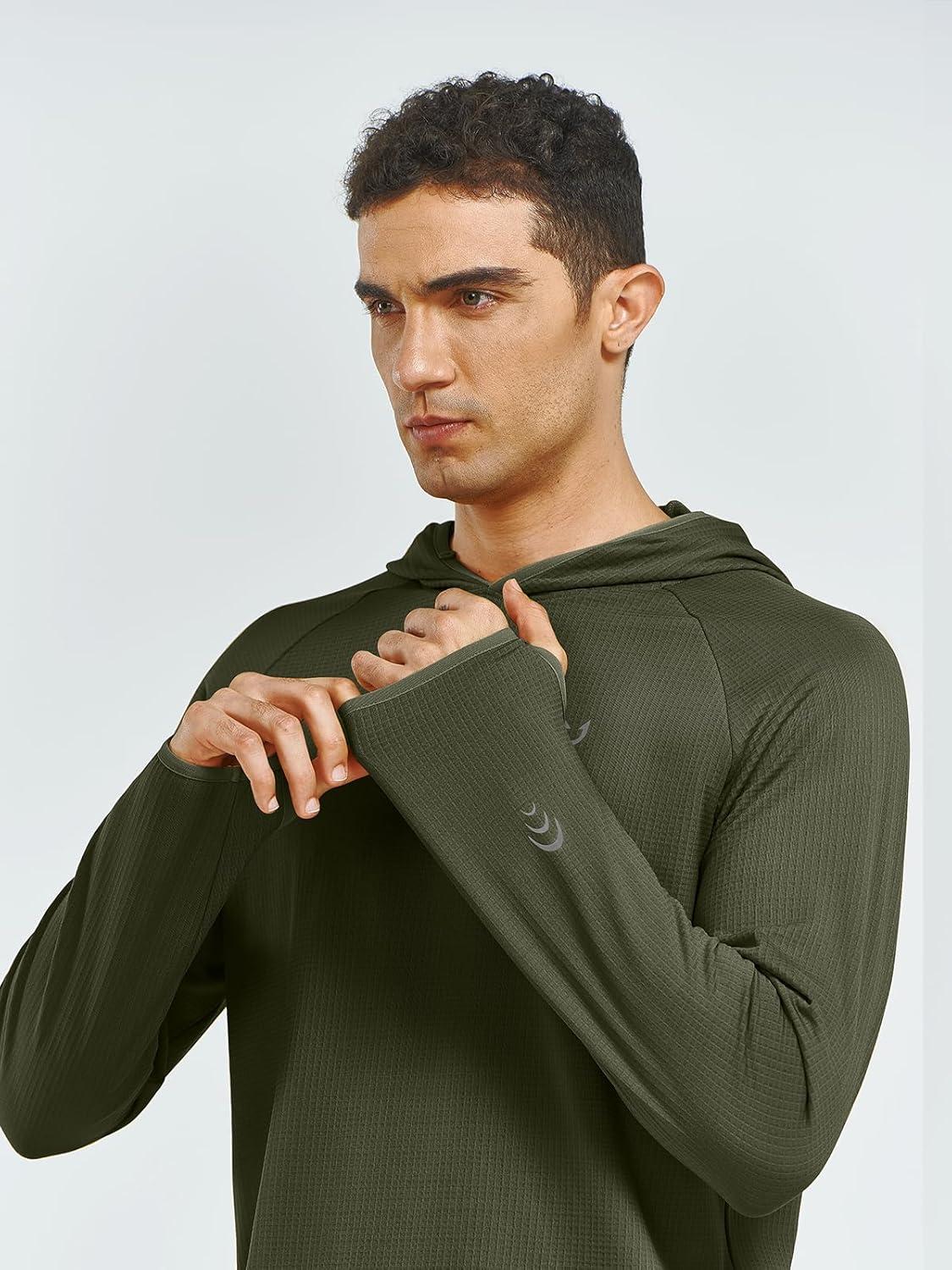 imageNORTHYARD Mens Athletic Hoodie Shirts Lightweight Fleece Workout Hooded Sweatshirts Long Sleeve Thermal Running Gym PulloverArmygreen