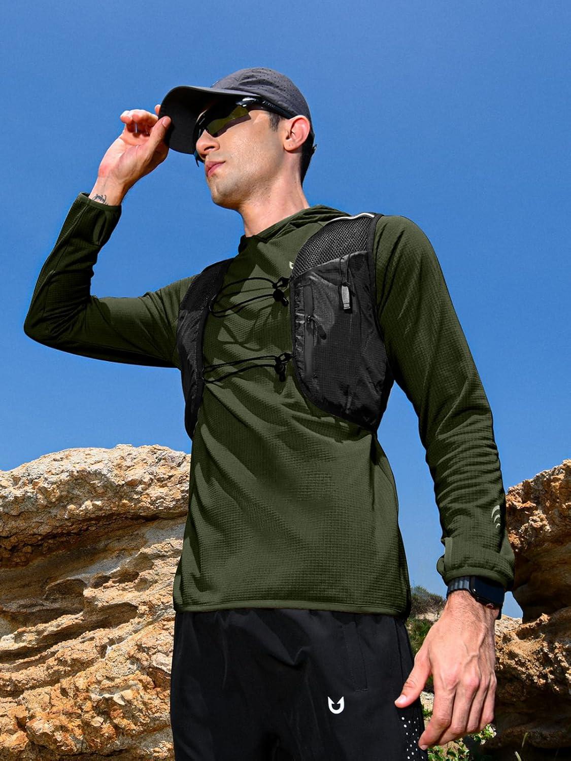 imageNORTHYARD Mens Athletic Hoodie Shirts Lightweight Fleece Workout Hooded Sweatshirts Long Sleeve Thermal Running Gym PulloverArmygreen