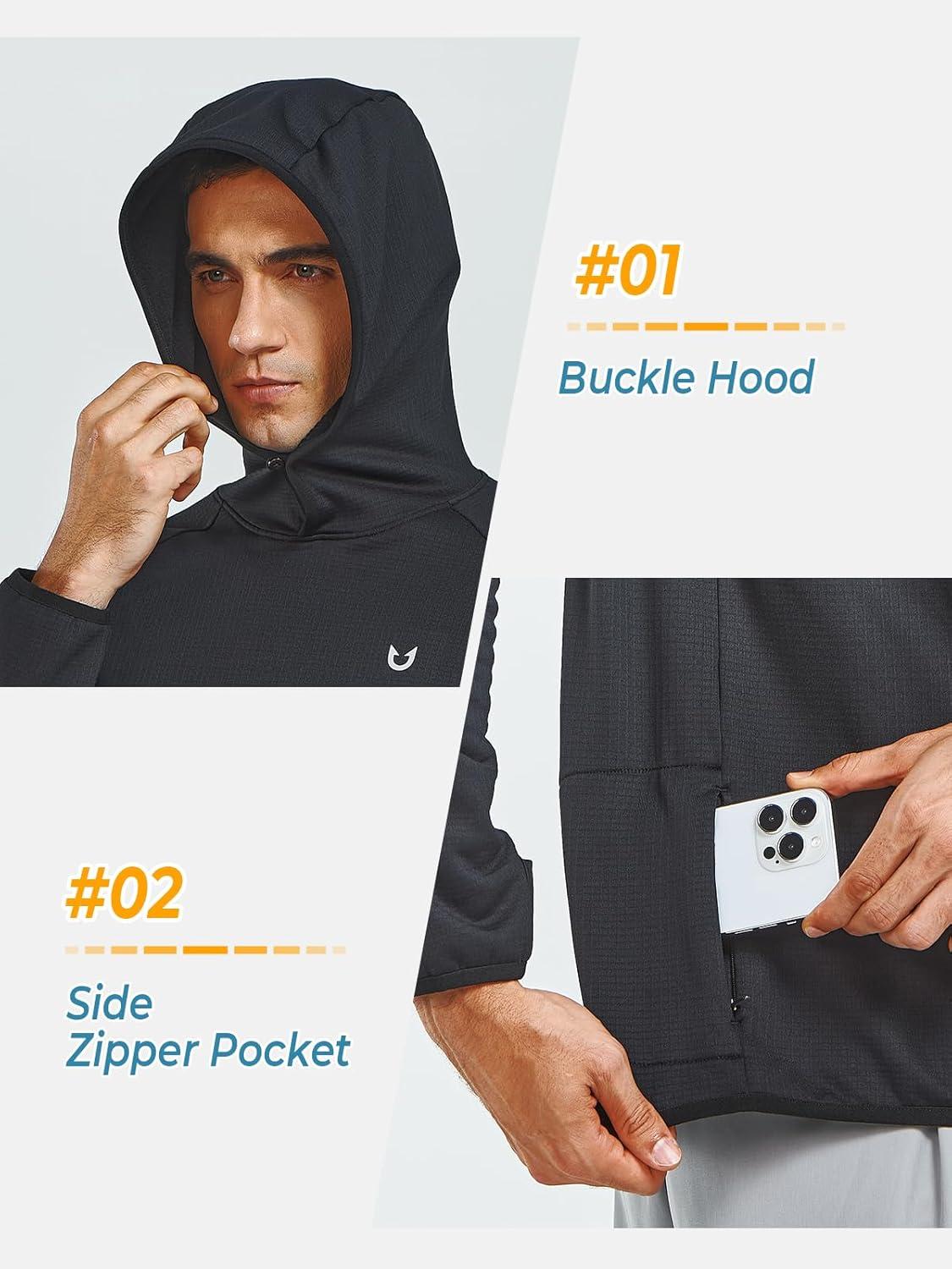 imageNORTHYARD Mens Athletic Hoodie Shirts Lightweight Fleece Workout Hooded Sweatshirts Long Sleeve Thermal Running Gym PulloverBlack