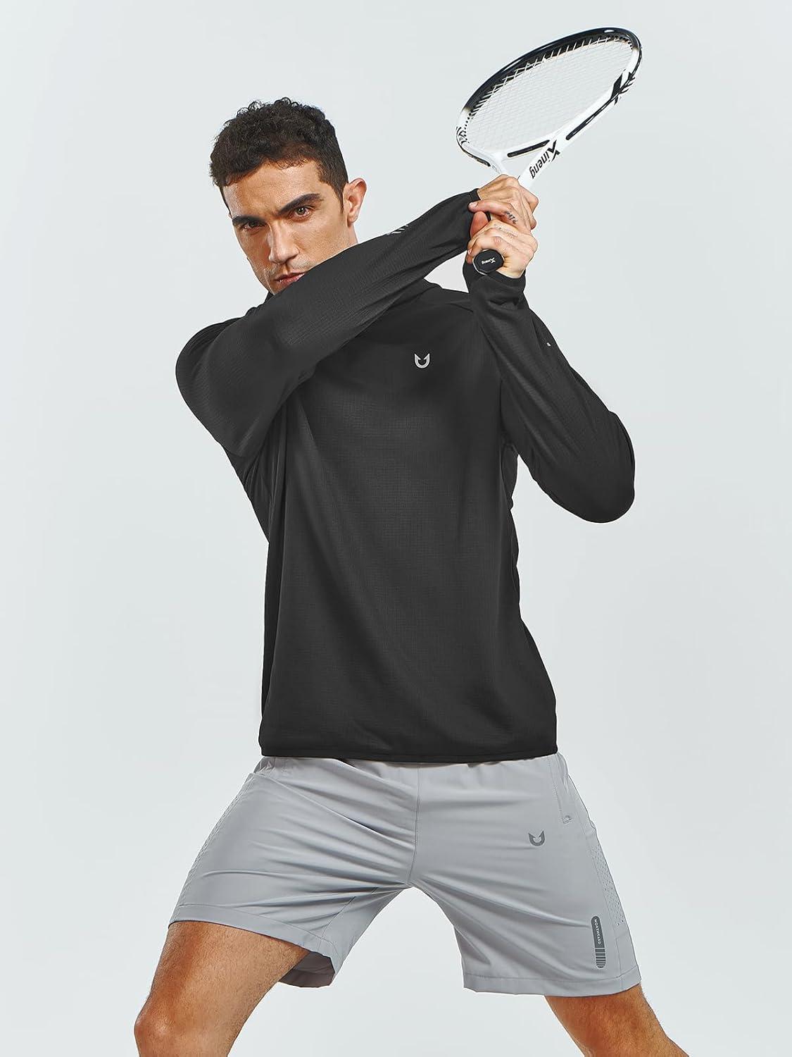 imageNORTHYARD Mens Athletic Hoodie Shirts Lightweight Fleece Workout Hooded Sweatshirts Long Sleeve Thermal Running Gym PulloverBlack