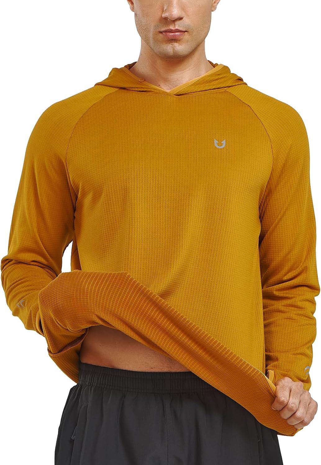 imageNORTHYARD Mens Athletic Hoodie Shirts Lightweight Fleece Workout Hooded Sweatshirts Long Sleeve Thermal Running Gym PulloverBrown