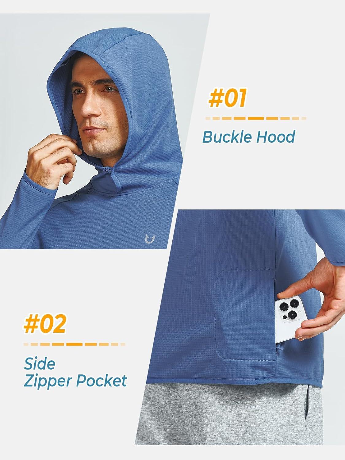 imageNORTHYARD Mens Athletic Hoodie Shirts Lightweight Fleece Workout Hooded Sweatshirts Long Sleeve Thermal Running Gym PulloverDustyblue