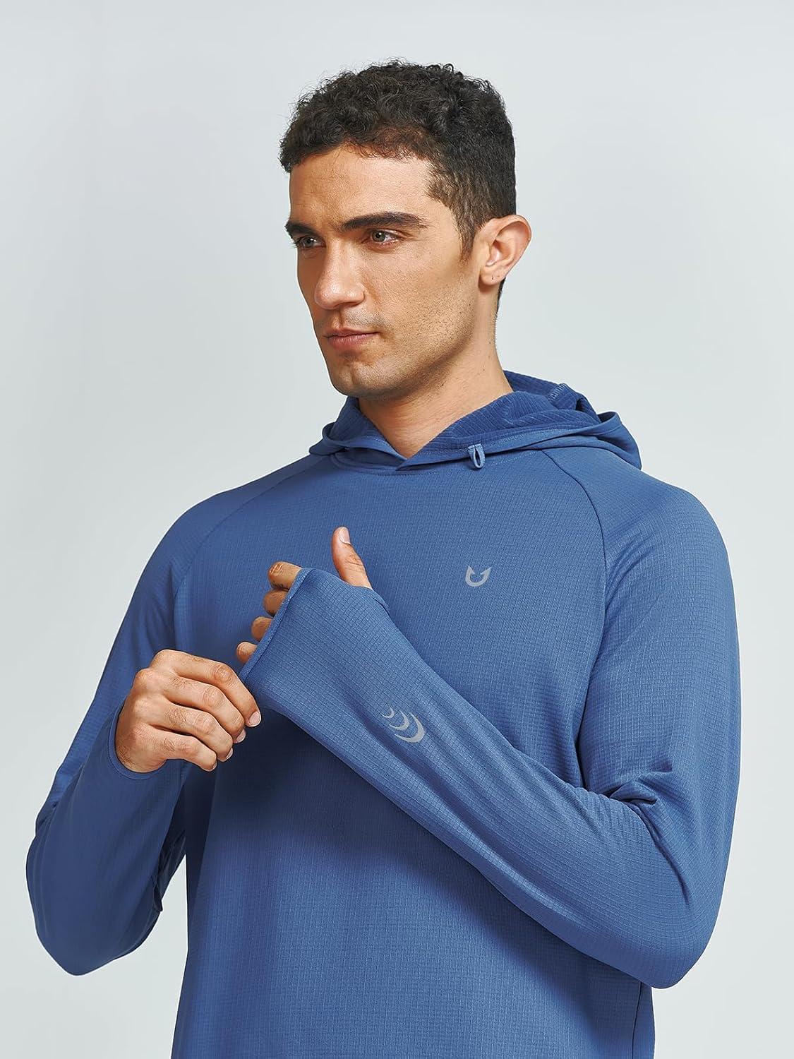 imageNORTHYARD Mens Athletic Hoodie Shirts Lightweight Fleece Workout Hooded Sweatshirts Long Sleeve Thermal Running Gym PulloverDustyblue