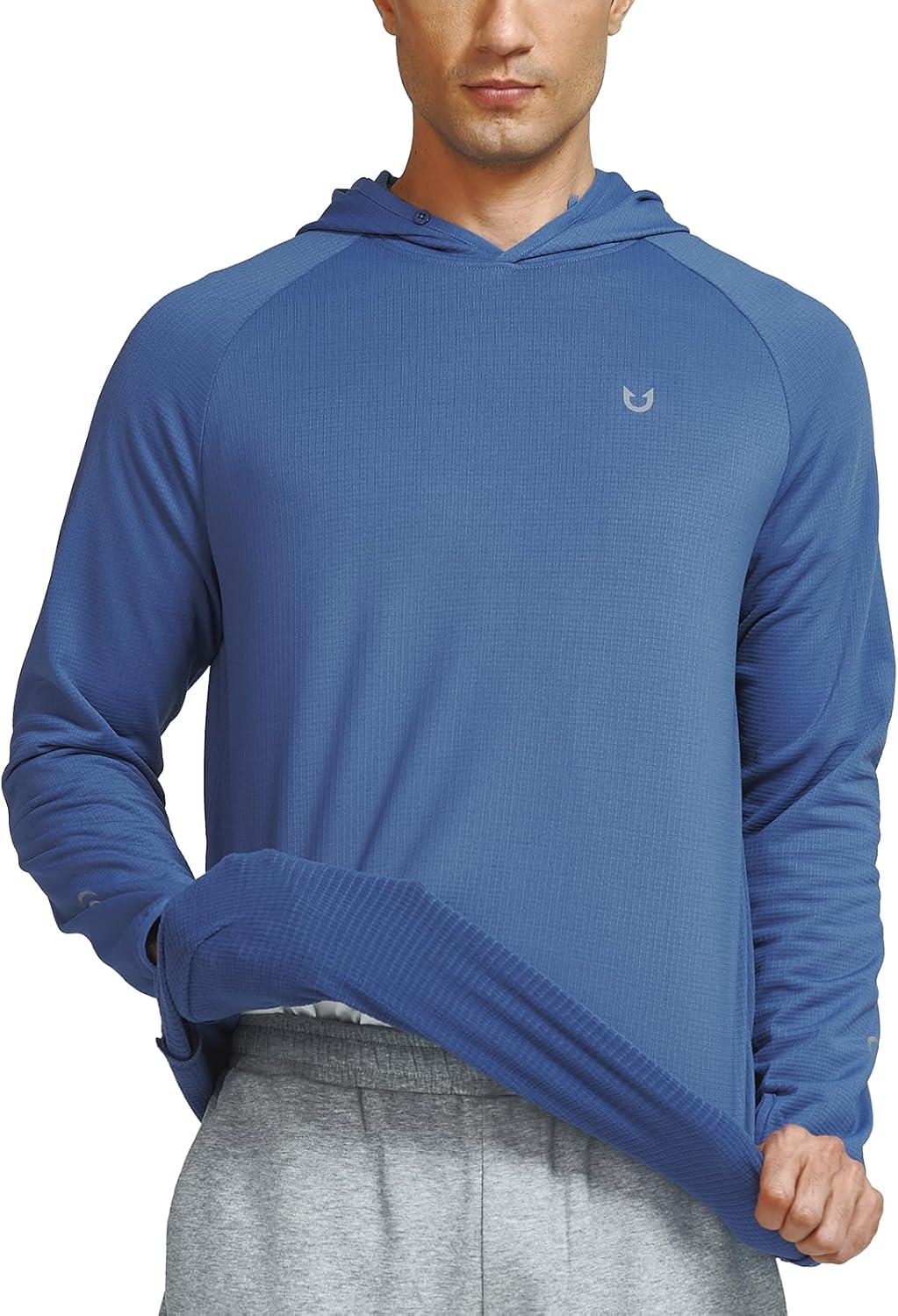 imageNORTHYARD Mens Athletic Hoodie Shirts Lightweight Fleece Workout Hooded Sweatshirts Long Sleeve Thermal Running Gym PulloverDustyblue