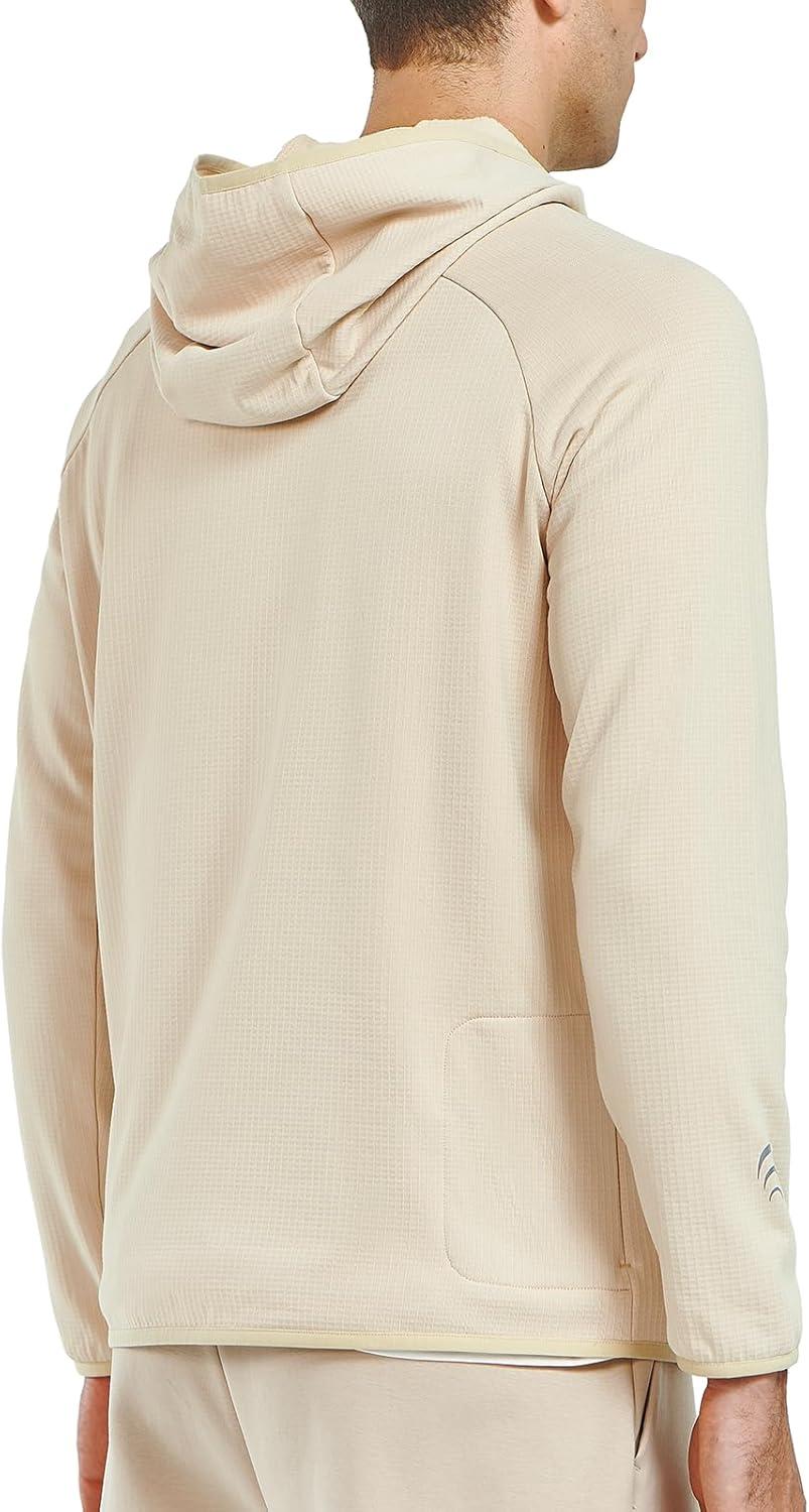 imageNORTHYARD Mens Athletic Hoodie Shirts Lightweight Fleece Workout Hooded Sweatshirts Long Sleeve Thermal Running Gym PulloverLightkhaki