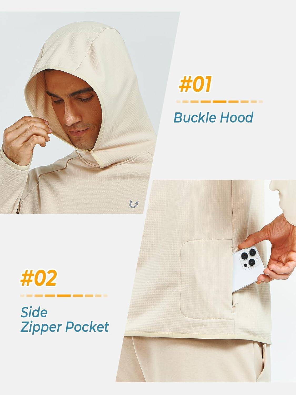 imageNORTHYARD Mens Athletic Hoodie Shirts Lightweight Fleece Workout Hooded Sweatshirts Long Sleeve Thermal Running Gym PulloverLightkhaki