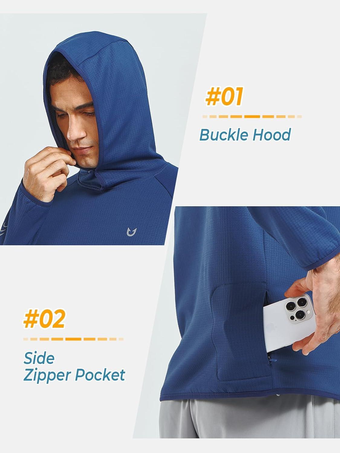 imageNORTHYARD Mens Athletic Hoodie Shirts Lightweight Fleece Workout Hooded Sweatshirts Long Sleeve Thermal Running Gym PulloverSeablue