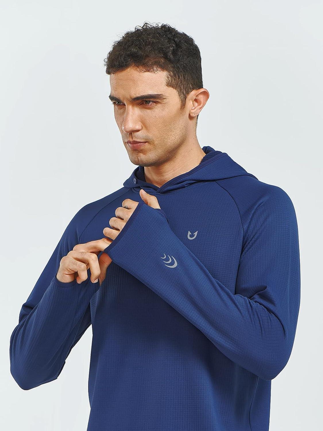 imageNORTHYARD Mens Athletic Hoodie Shirts Lightweight Fleece Workout Hooded Sweatshirts Long Sleeve Thermal Running Gym PulloverSeablue