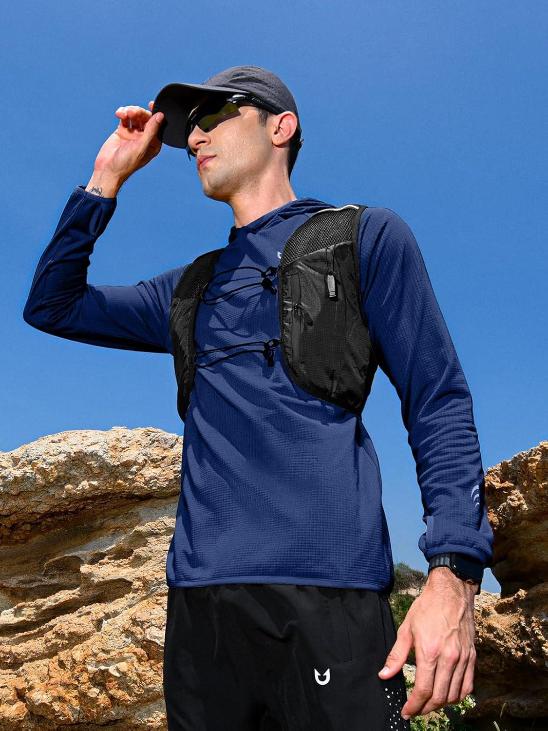 imageNORTHYARD Mens Athletic Hoodie Shirts Lightweight Fleece Workout Hooded Sweatshirts Long Sleeve Thermal Running Gym PulloverSeablue