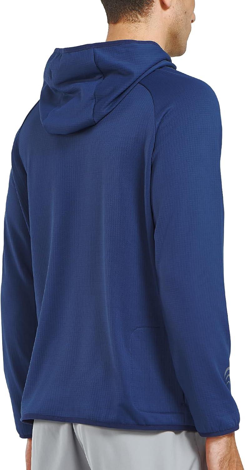 imageNORTHYARD Mens Athletic Hoodie Shirts Lightweight Fleece Workout Hooded Sweatshirts Long Sleeve Thermal Running Gym PulloverSeablue