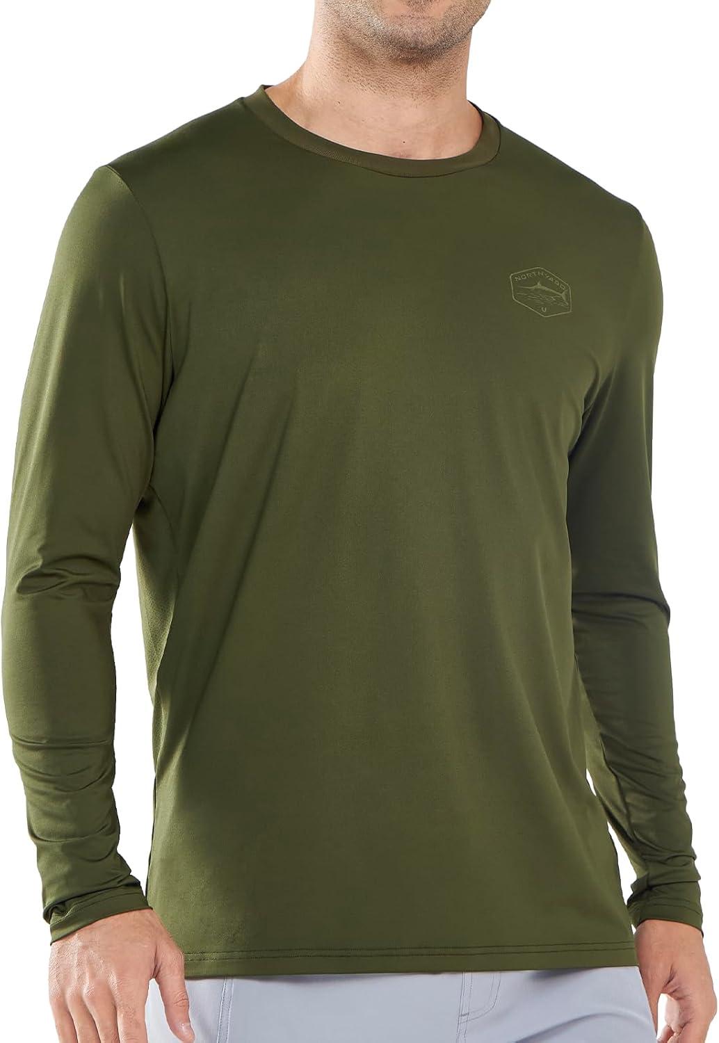 imageNORTHYARD Mens Sun Protection Shirts Long Sleeve Swim Beach Rash Guard SPF UV UPF 50 Fishing TShirt Quick Dry LightweightArmygreen