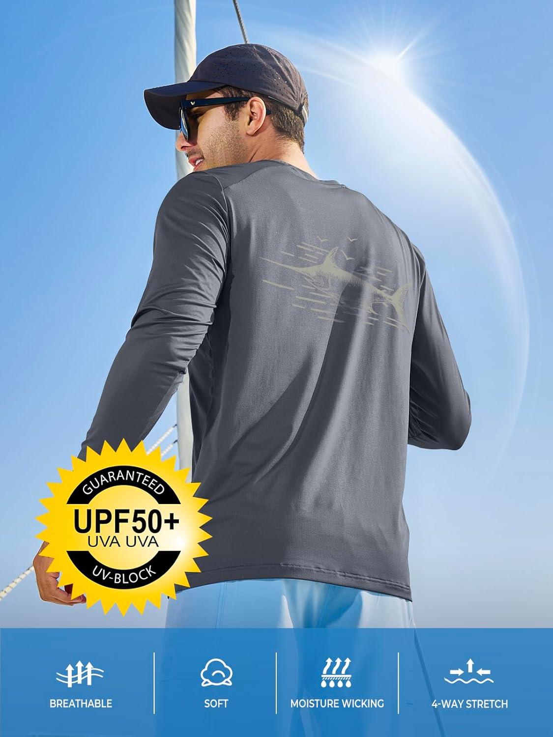 imageNORTHYARD Mens Sun Protection Shirts Long Sleeve Swim Beach Rash Guard SPF UV UPF 50 Fishing TShirt Quick Dry LightweightCloud