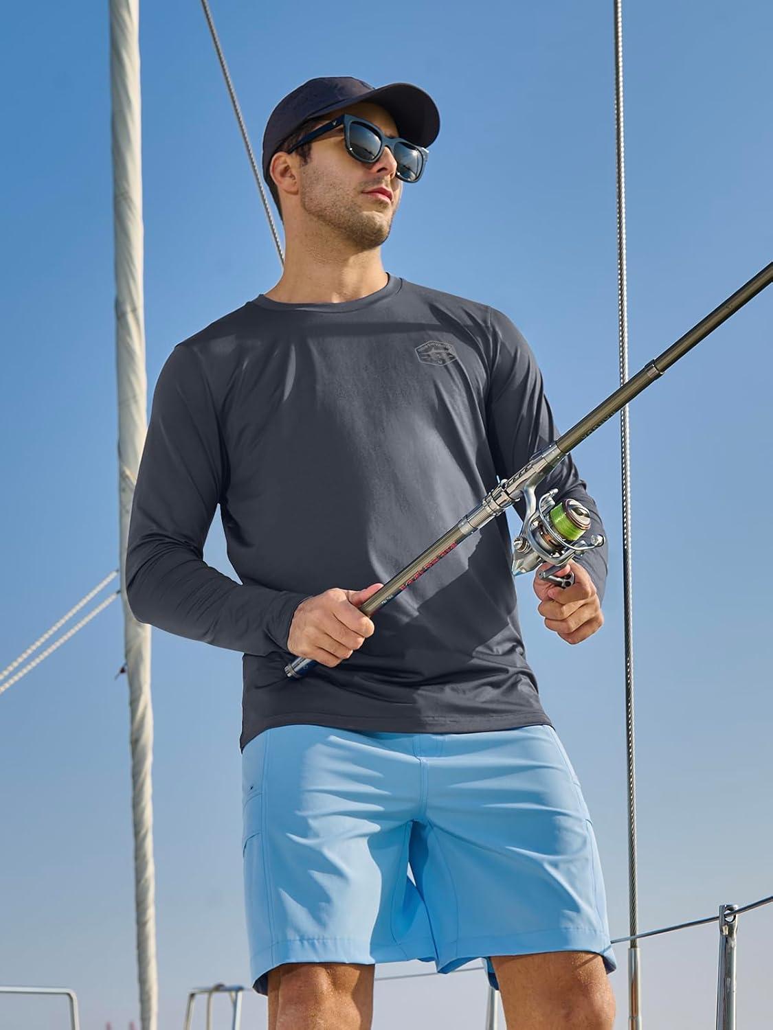 imageNORTHYARD Mens Sun Protection Shirts Long Sleeve Swim Beach Rash Guard SPF UV UPF 50 Fishing TShirt Quick Dry LightweightCloud