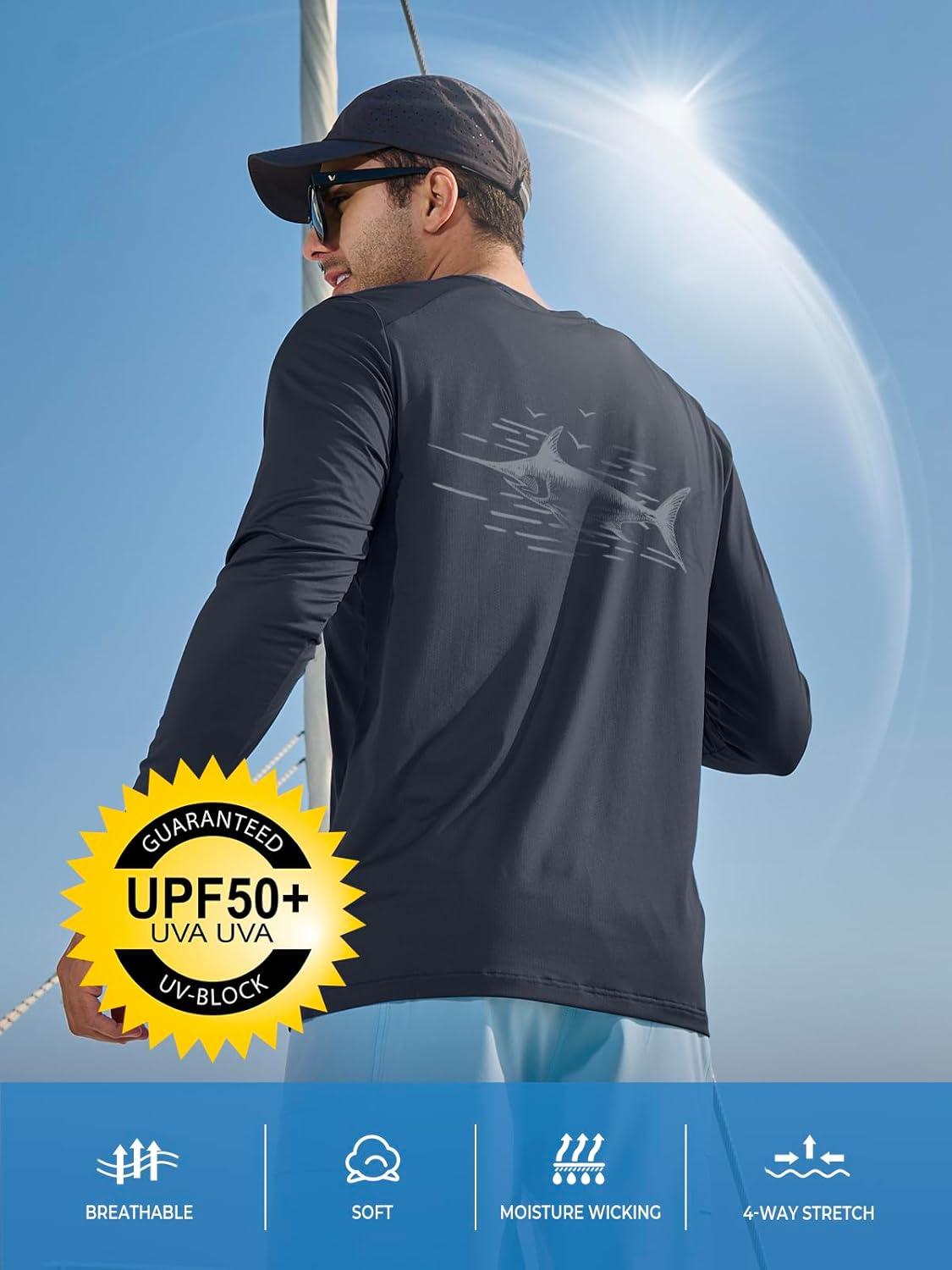 imageNORTHYARD Mens Sun Protection Shirts Long Sleeve Swim Beach Rash Guard SPF UV UPF 50 Fishing TShirt Quick Dry LightweightCoolgrey