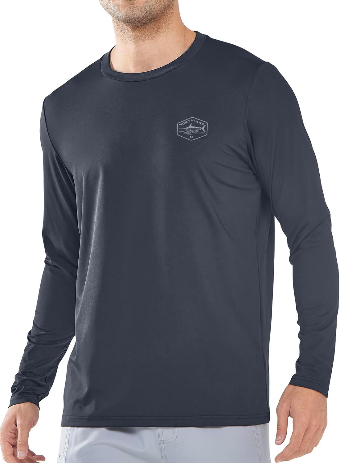 imageNORTHYARD Mens Sun Protection Shirts Long Sleeve Swim Beach Rash Guard SPF UV UPF 50 Fishing TShirt Quick Dry LightweightCoolgrey