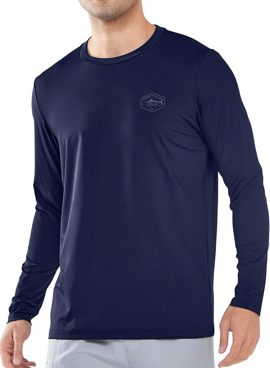 imageNORTHYARD Mens Sun Protection Shirts Long Sleeve Swim Beach Rash Guard SPF UV UPF 50 Fishing TShirt Quick Dry LightweightDarkblue