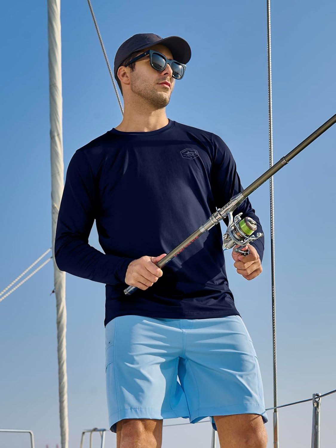 imageNORTHYARD Mens Sun Protection Shirts Long Sleeve Swim Beach Rash Guard SPF UV UPF 50 Fishing TShirt Quick Dry LightweightDarkblue