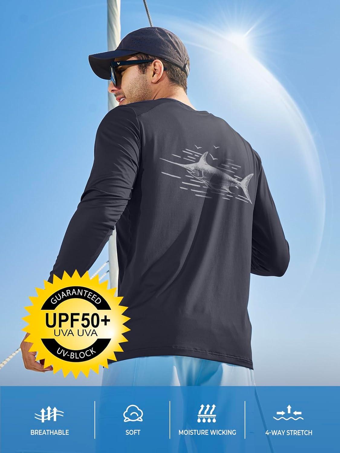 imageNORTHYARD Mens Sun Protection Shirts Long Sleeve Swim Beach Rash Guard SPF UV UPF 50 Fishing TShirt Quick Dry LightweightDarkgrey