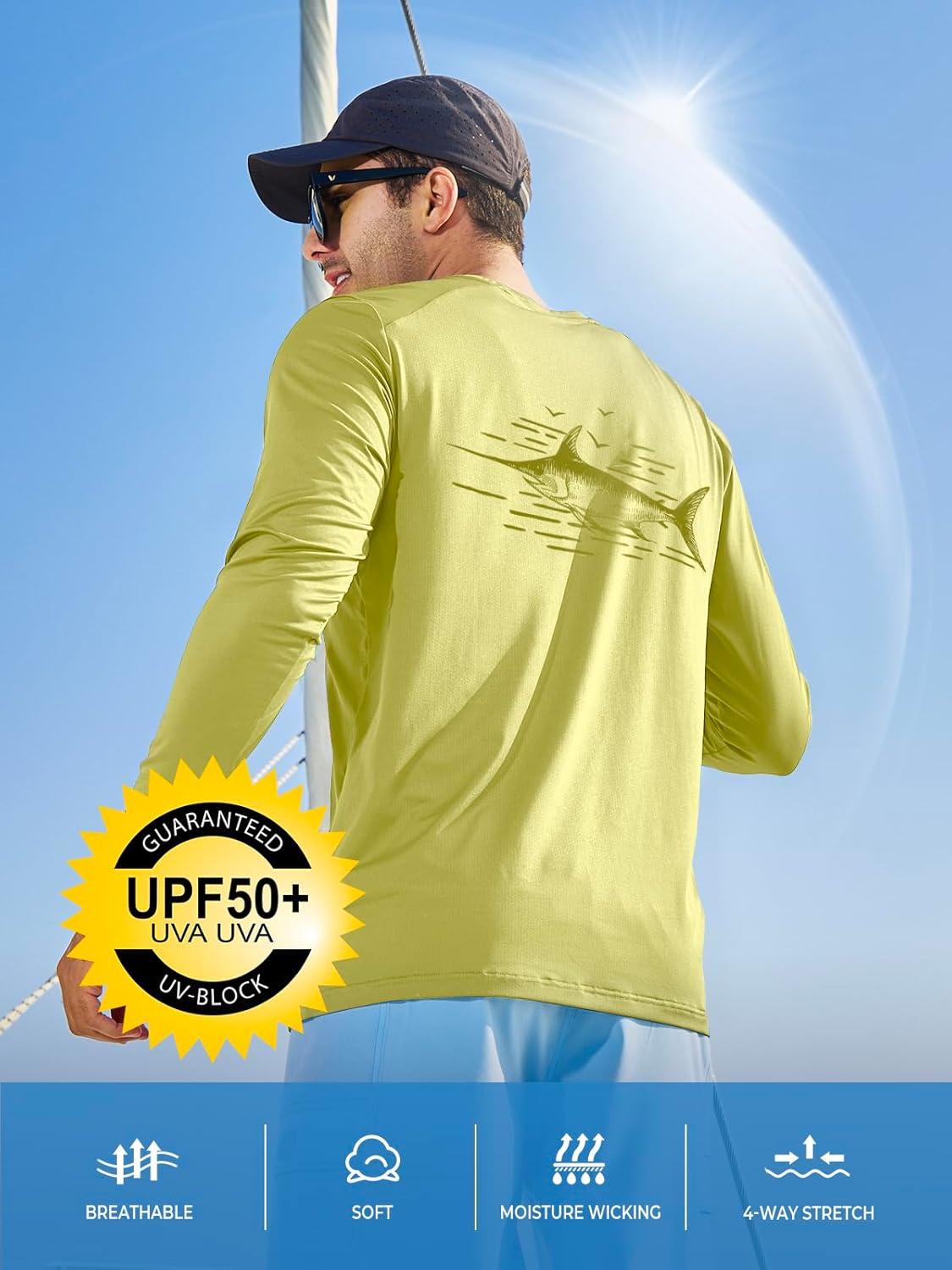 imageNORTHYARD Mens Sun Protection Shirts Long Sleeve Swim Beach Rash Guard SPF UV UPF 50 Fishing TShirt Quick Dry LightweightLemonyellow
