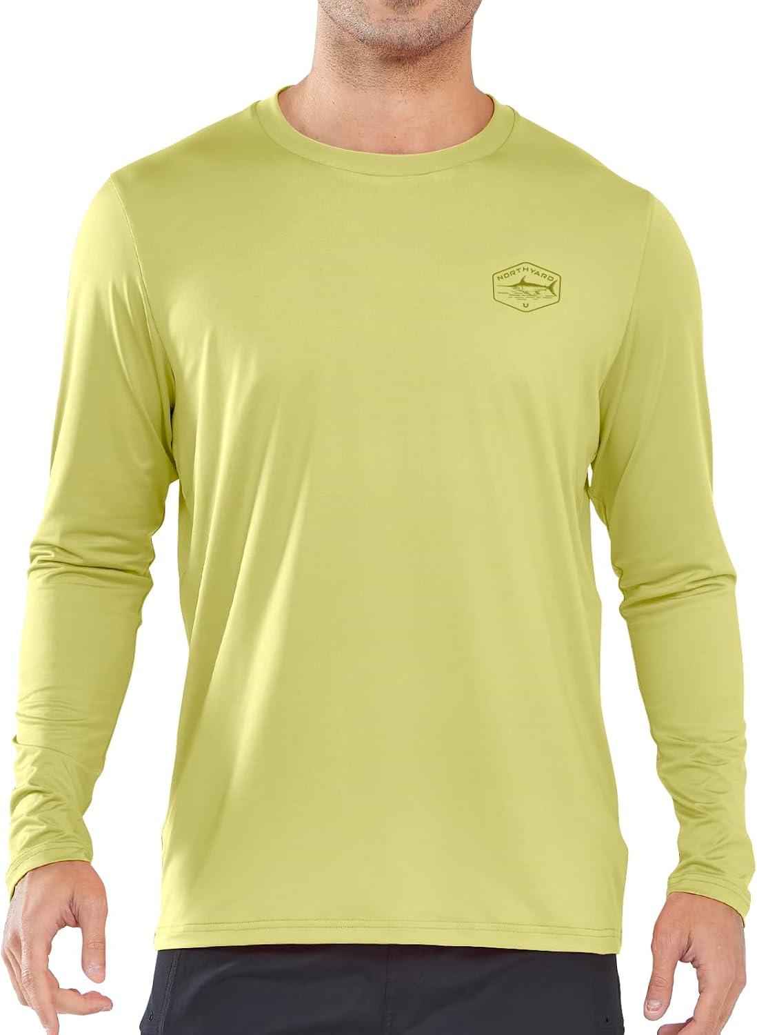 imageNORTHYARD Mens Sun Protection Shirts Long Sleeve Swim Beach Rash Guard SPF UV UPF 50 Fishing TShirt Quick Dry LightweightLemonyellow