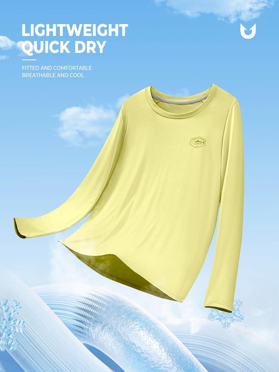 imageNORTHYARD Mens Sun Protection Shirts Long Sleeve Swim Beach Rash Guard SPF UV UPF 50 Fishing TShirt Quick Dry LightweightLemonyellow