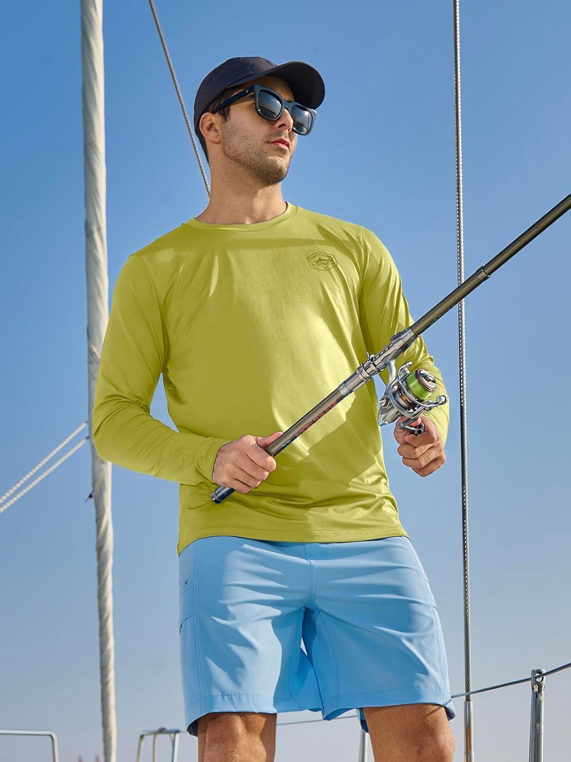 imageNORTHYARD Mens Sun Protection Shirts Long Sleeve Swim Beach Rash Guard SPF UV UPF 50 Fishing TShirt Quick Dry LightweightLemonyellow