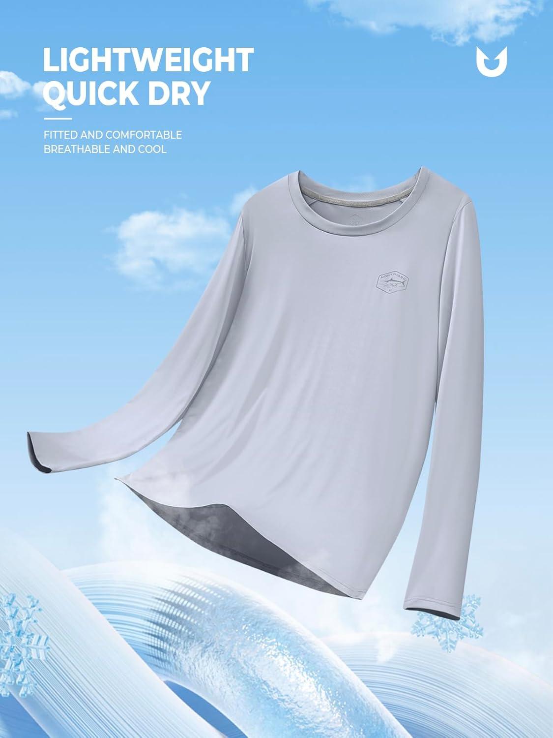 imageNORTHYARD Mens Sun Protection Shirts Long Sleeve Swim Beach Rash Guard SPF UV UPF 50 Fishing TShirt Quick Dry LightweightLightgrey