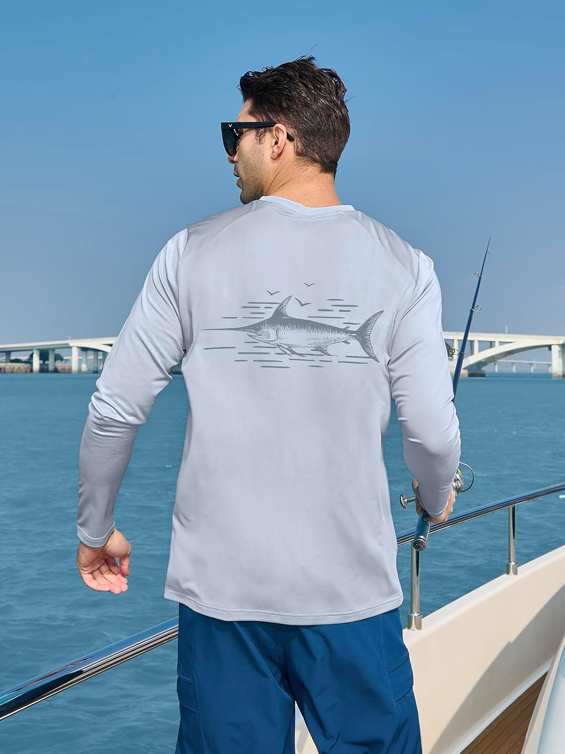 imageNORTHYARD Mens Sun Protection Shirts Long Sleeve Swim Beach Rash Guard SPF UV UPF 50 Fishing TShirt Quick Dry LightweightLightgrey