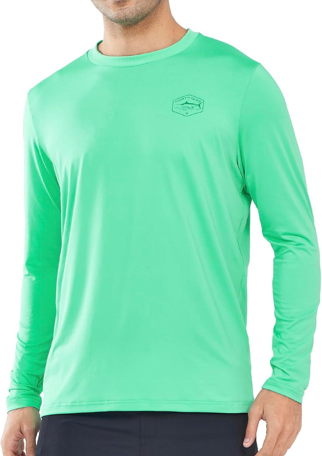imageNORTHYARD Mens Sun Protection Shirts Long Sleeve Swim Beach Rash Guard SPF UV UPF 50 Fishing TShirt Quick Dry LightweightMintgreen
