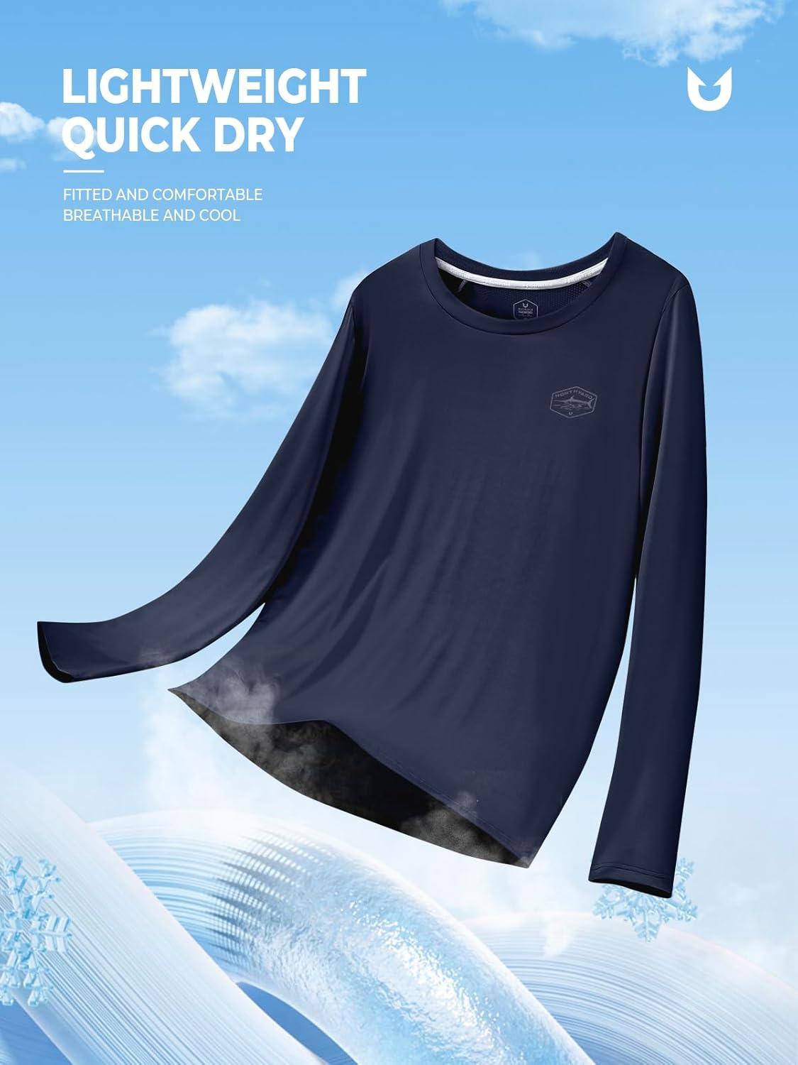 imageNORTHYARD Mens Sun Protection Shirts Long Sleeve Swim Beach Rash Guard SPF UV UPF 50 Fishing TShirt Quick Dry LightweightNavy