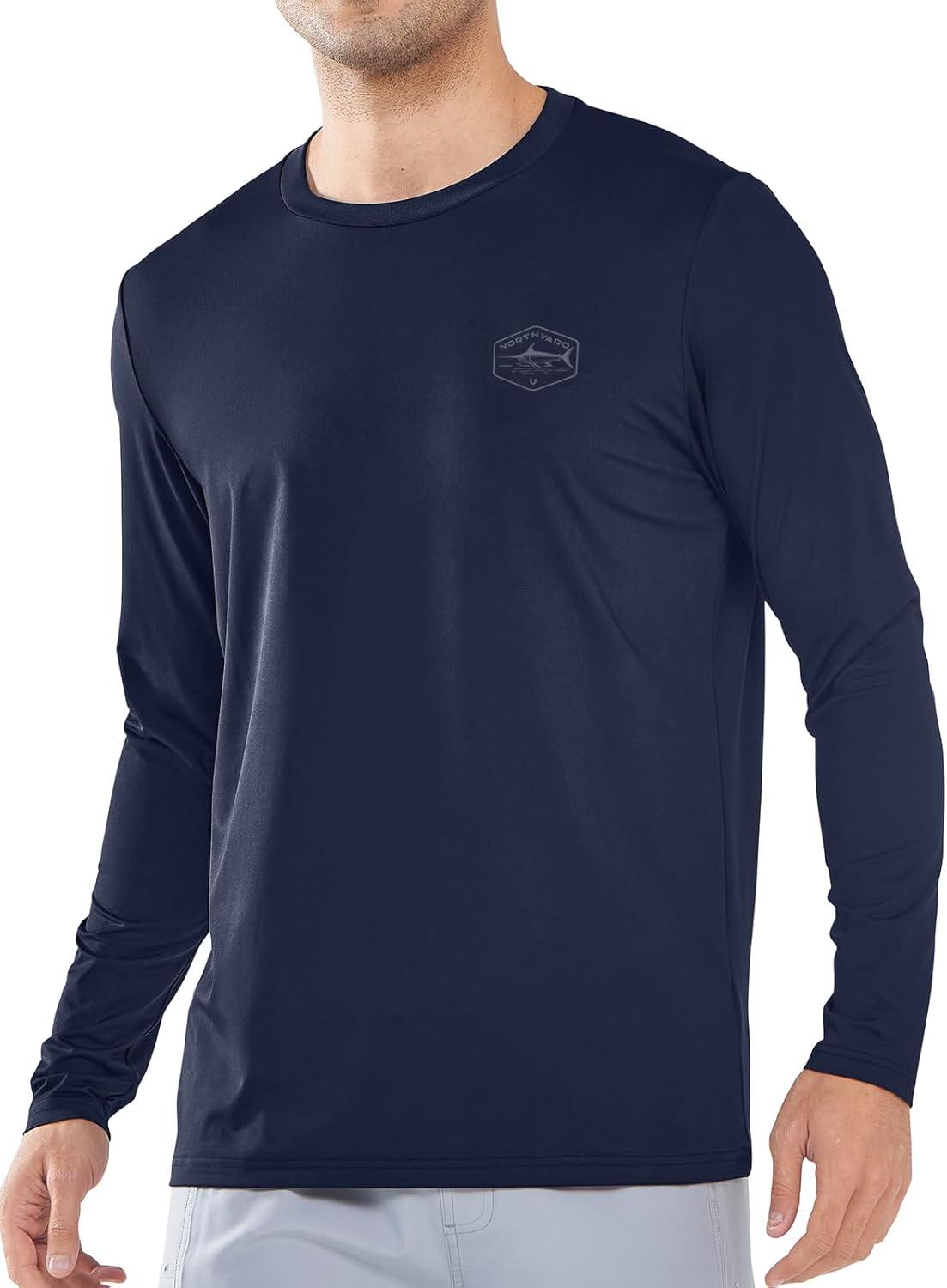 imageNORTHYARD Mens Sun Protection Shirts Long Sleeve Swim Beach Rash Guard SPF UV UPF 50 Fishing TShirt Quick Dry LightweightNavy