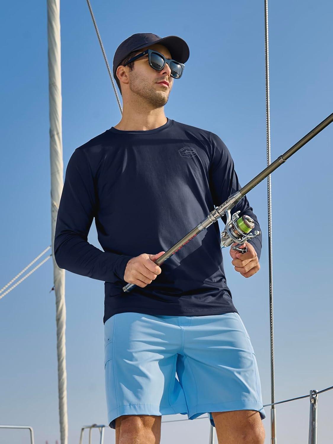 imageNORTHYARD Mens Sun Protection Shirts Long Sleeve Swim Beach Rash Guard SPF UV UPF 50 Fishing TShirt Quick Dry LightweightNavy