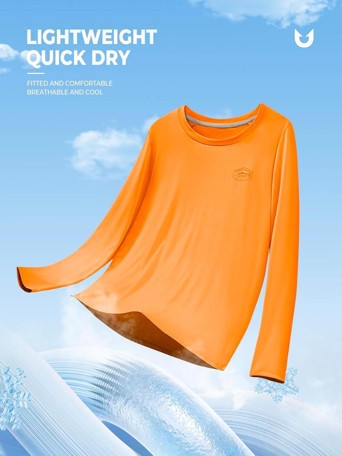 imageNORTHYARD Mens Sun Protection Shirts Long Sleeve Swim Beach Rash Guard SPF UV UPF 50 Fishing TShirt Quick Dry LightweightOrange